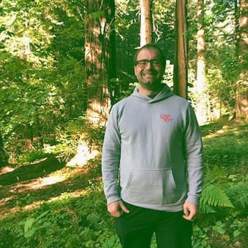 Myself, John, in the Northern California redwood forest